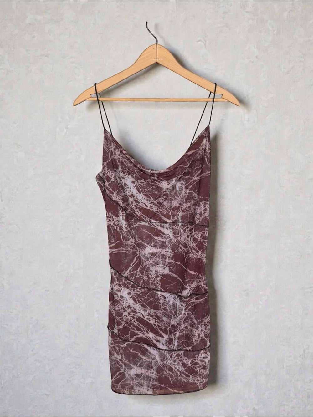 Forever 21 Marble Print Mesh Cowl Neck‎ Mini Dress Size M